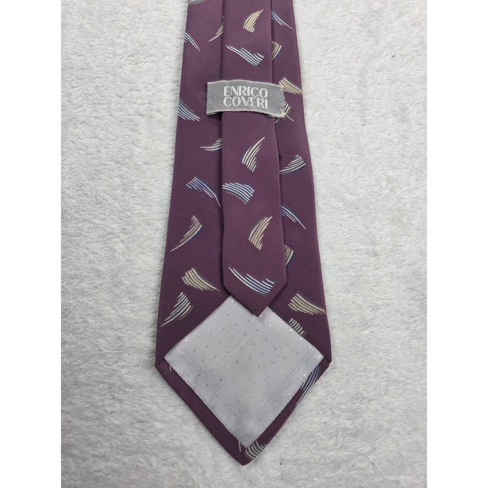 Enrico Coveri Vintage Silk Tie Made In Italy Purple Abstract Pattern Designer